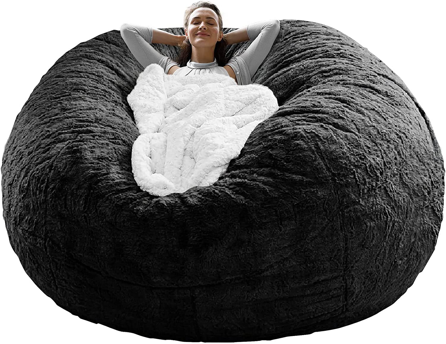 Round Soft Fluffy PV Velvet Sofa Bed